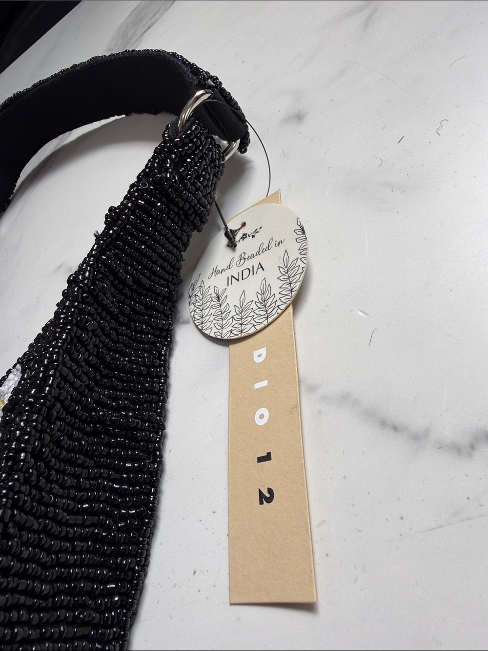 Beaded Floral Black Crescent Shoulder Bag - Picture 2 of 9